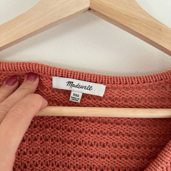 Madewell Breezeway Open-Knit V-Neck Pullover Sweater Pink XXS - Picture 8 of 10